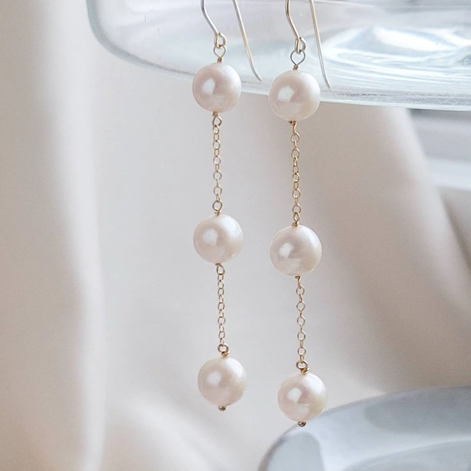 Long Pearl Drop Earrings