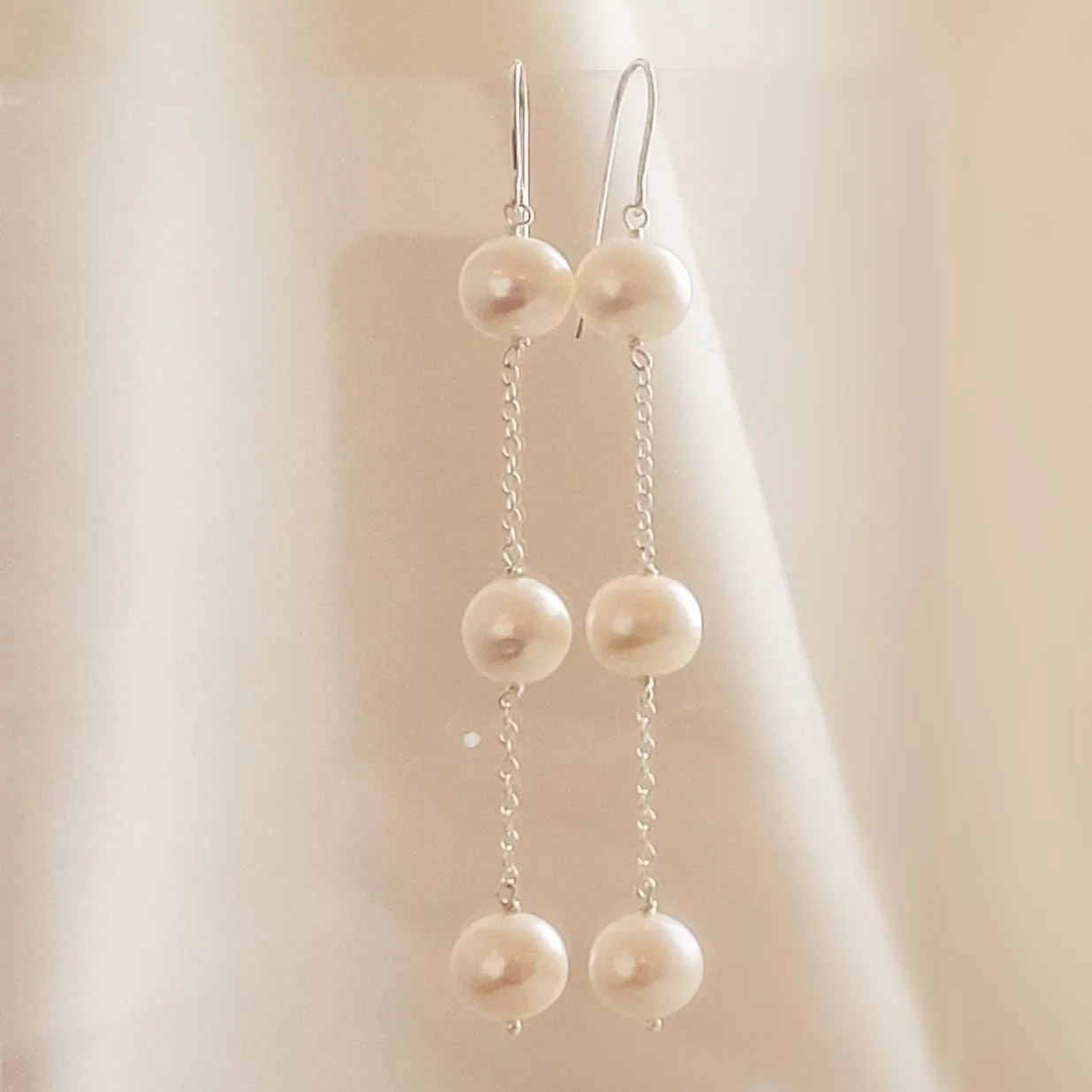 Long Pearl Drop Earrings