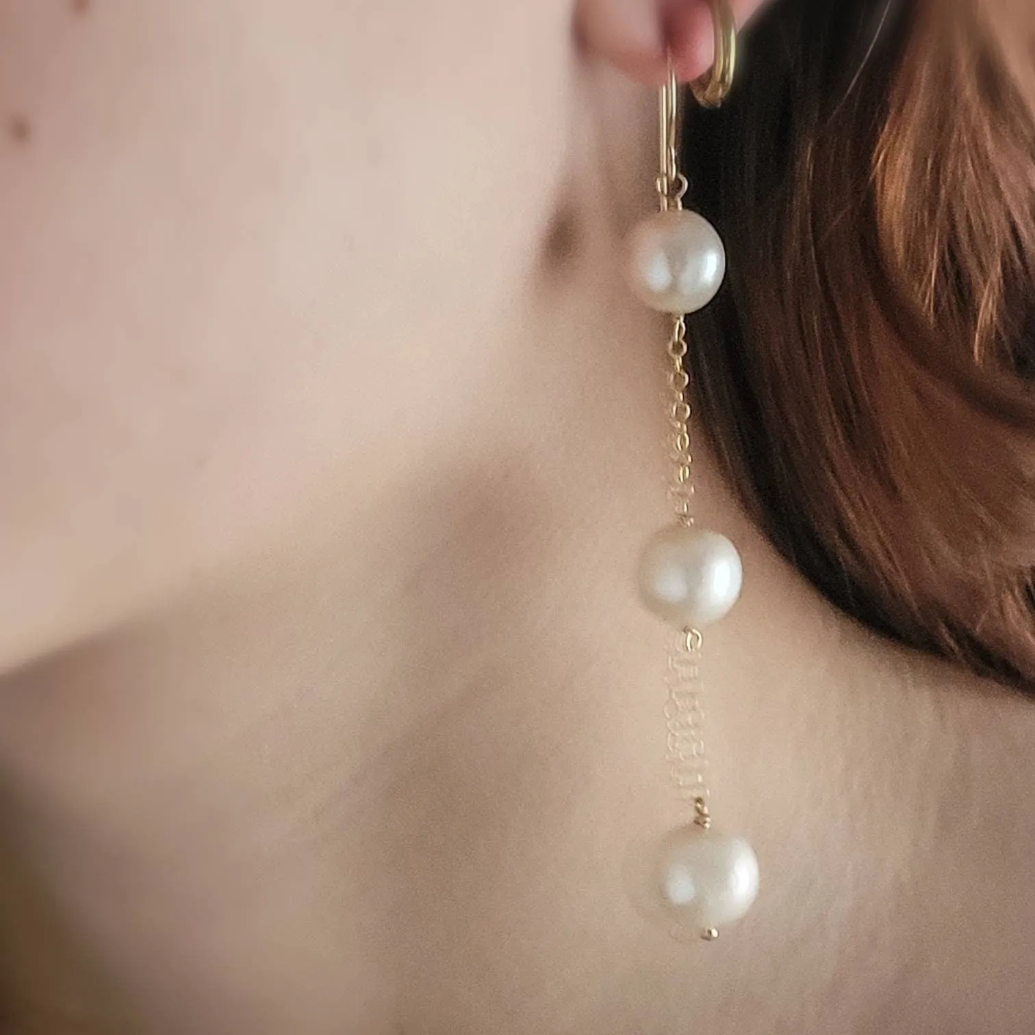 Long Pearl Drop Earrings