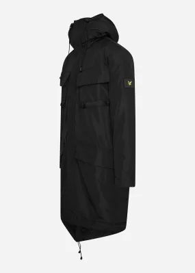 Longline dual pocket parka - jet black