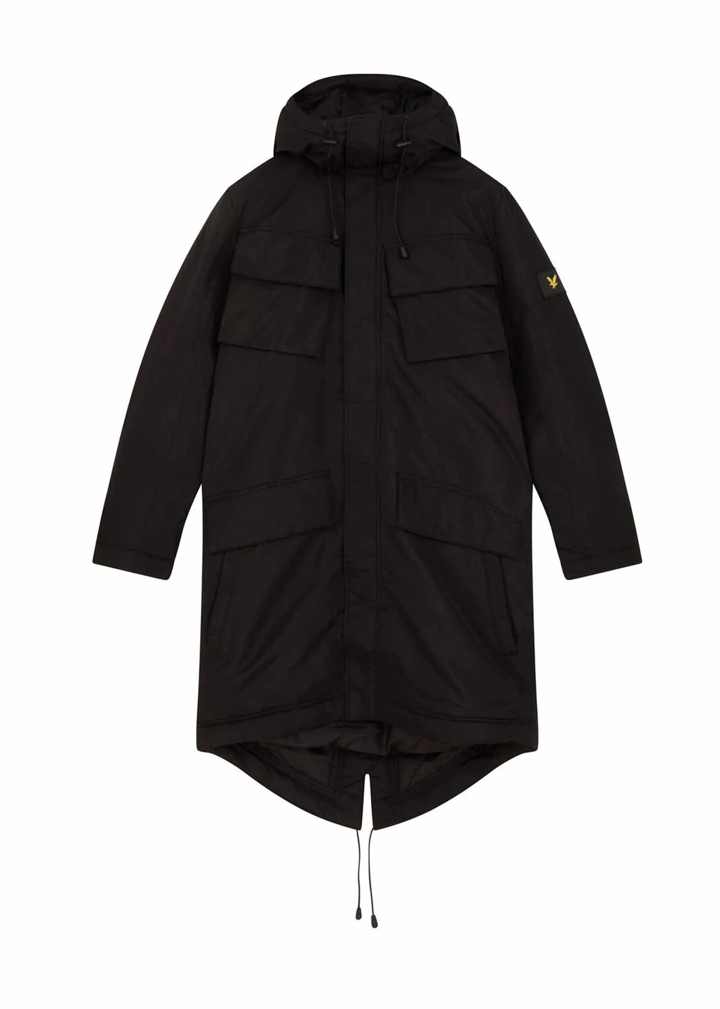 Longline dual pocket parka - jet black