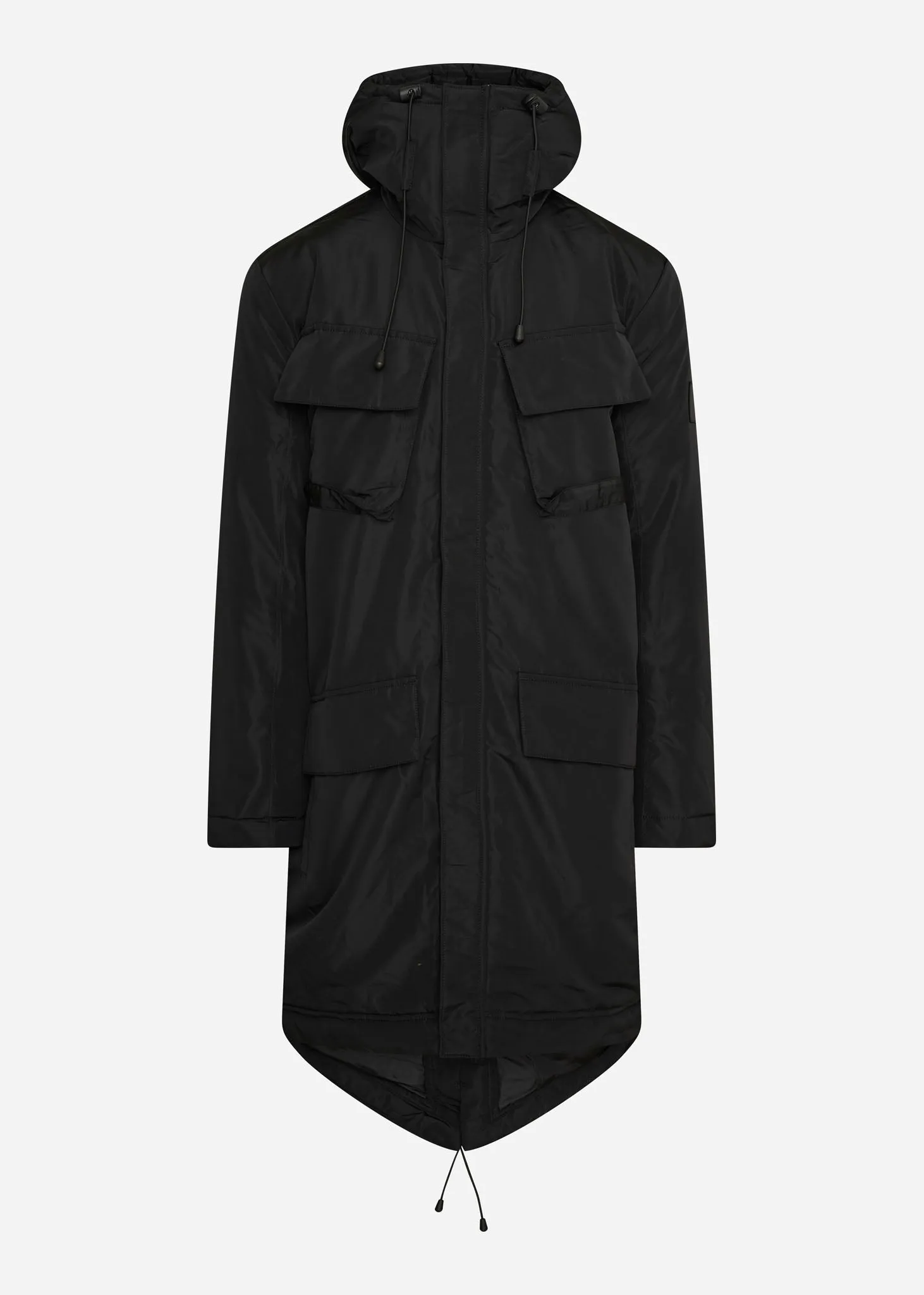 Longline dual pocket parka - jet black