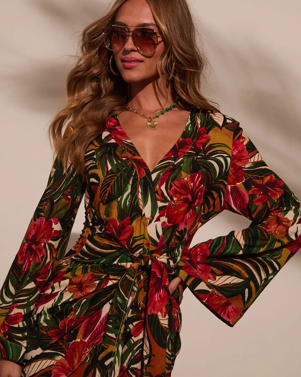 Lost In The Tropics Wrap Mini Dress