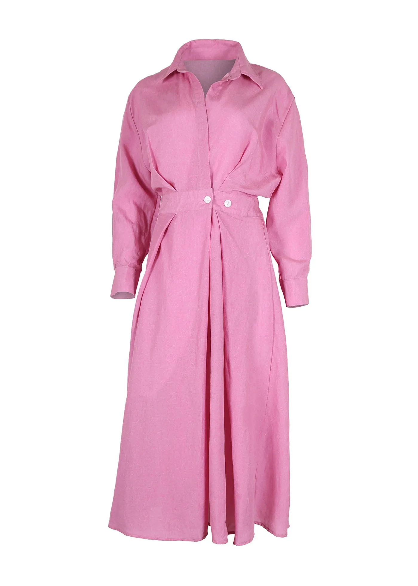 Luminary Parisian Midi Wrap Dress Rose in Linen Blend