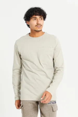 Men Grey Long Sleeve T-Shirt