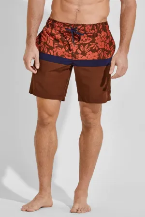 Men's Island Swim Trunks  |  Terracotta Vintage Tropical Stripe