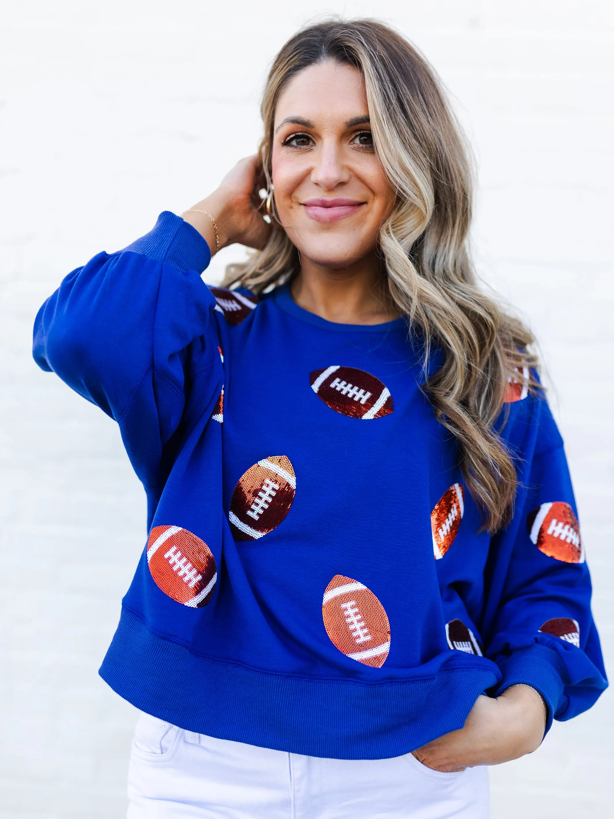 Millie Sweatshirt | Footballs Blue   Orange