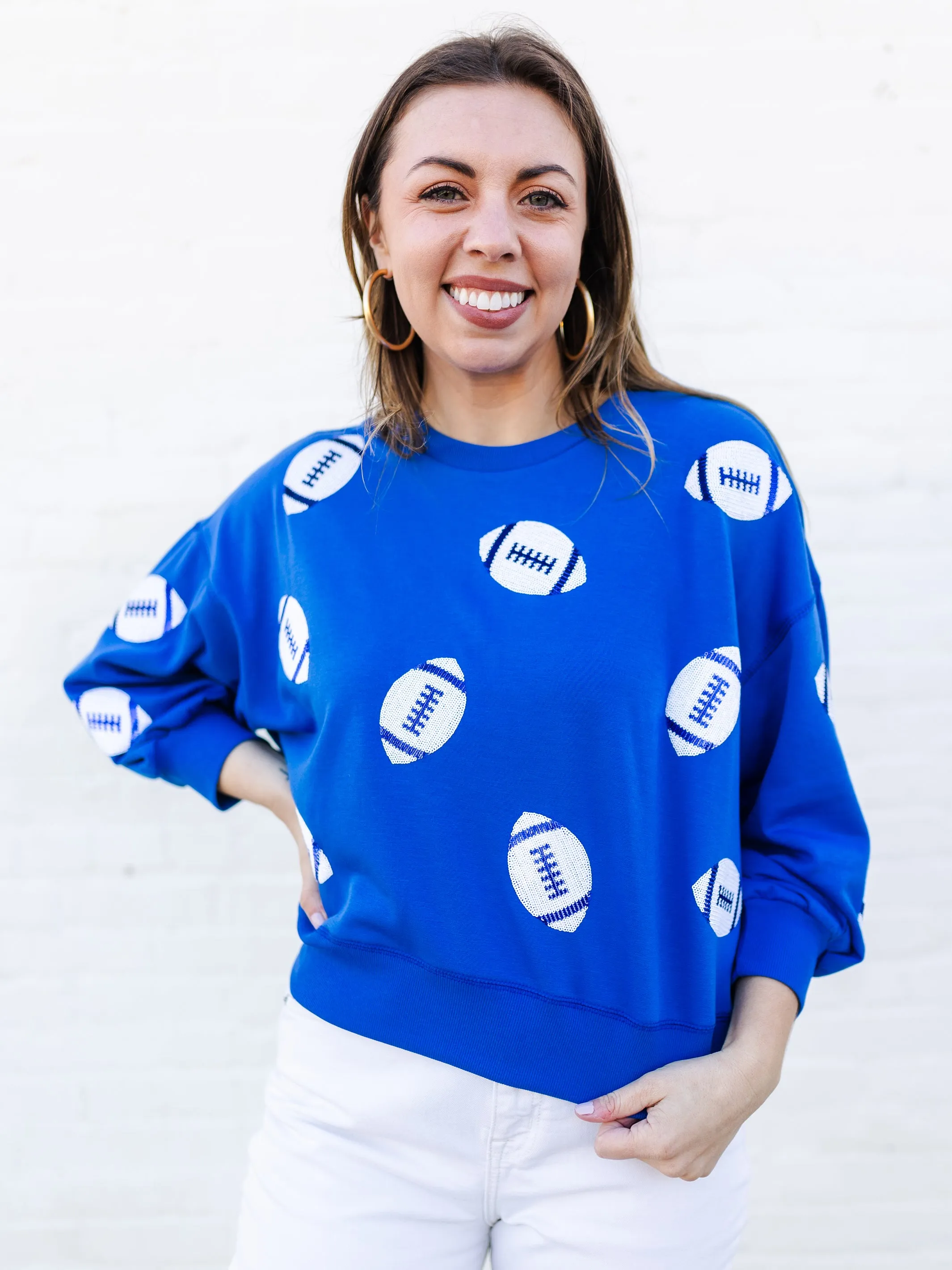 Millie Sweatshirt | Footballs Blue   White