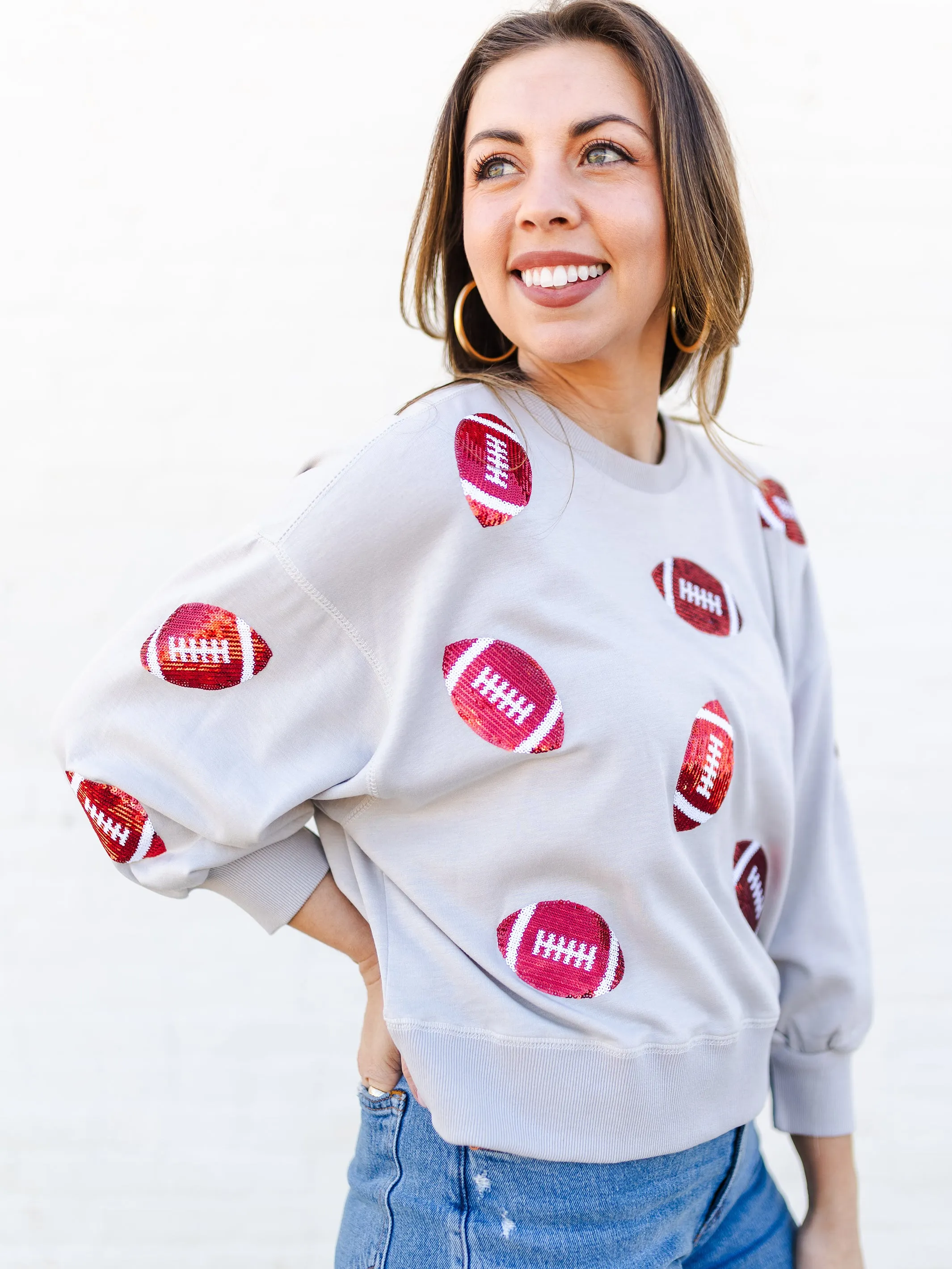 Millie Sweatshirt | Footballs Crimson   White