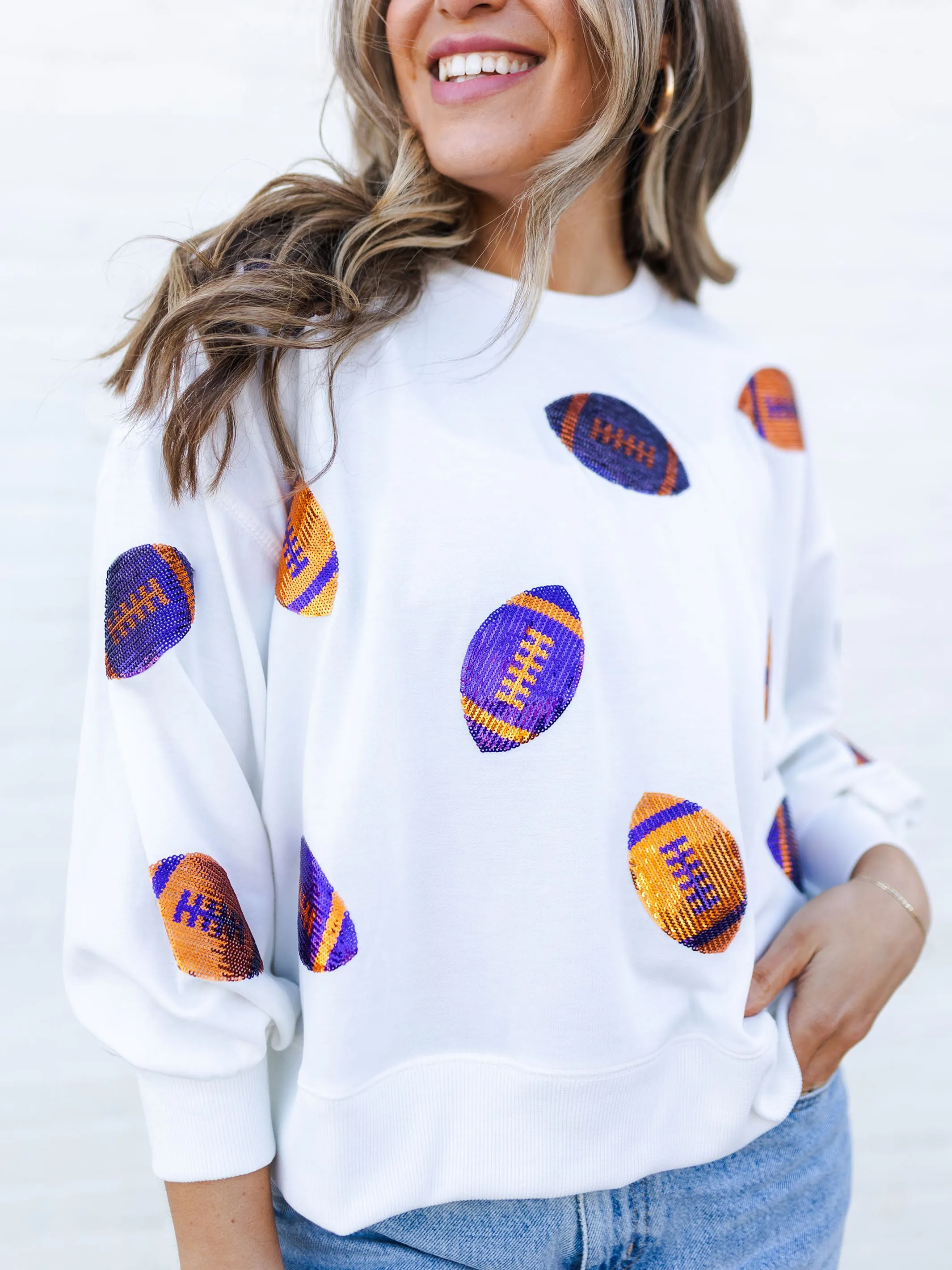 Millie Sweatshirt | Footballs Orange   Purple