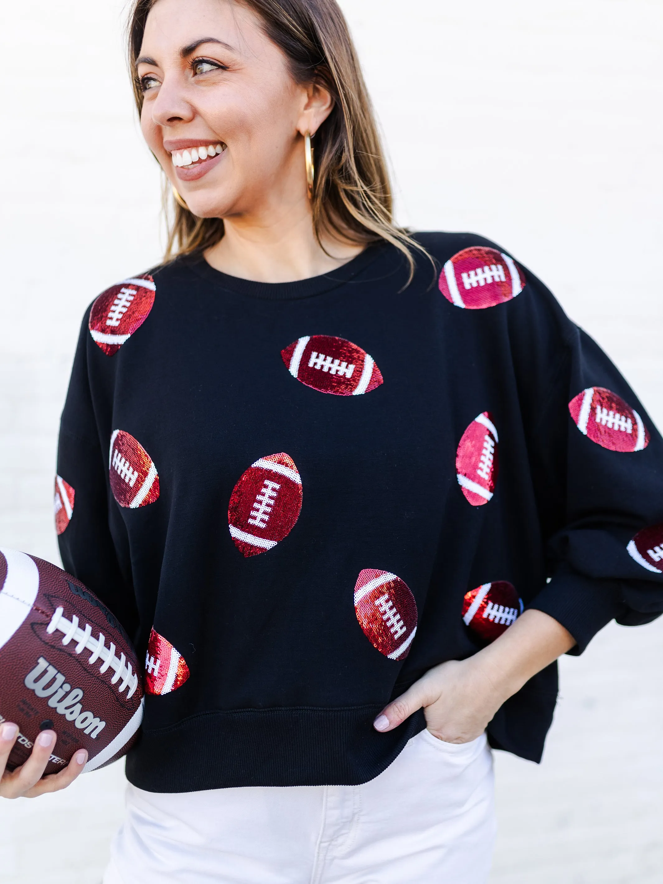 Millie Sweatshirt | Footballs Red   Black