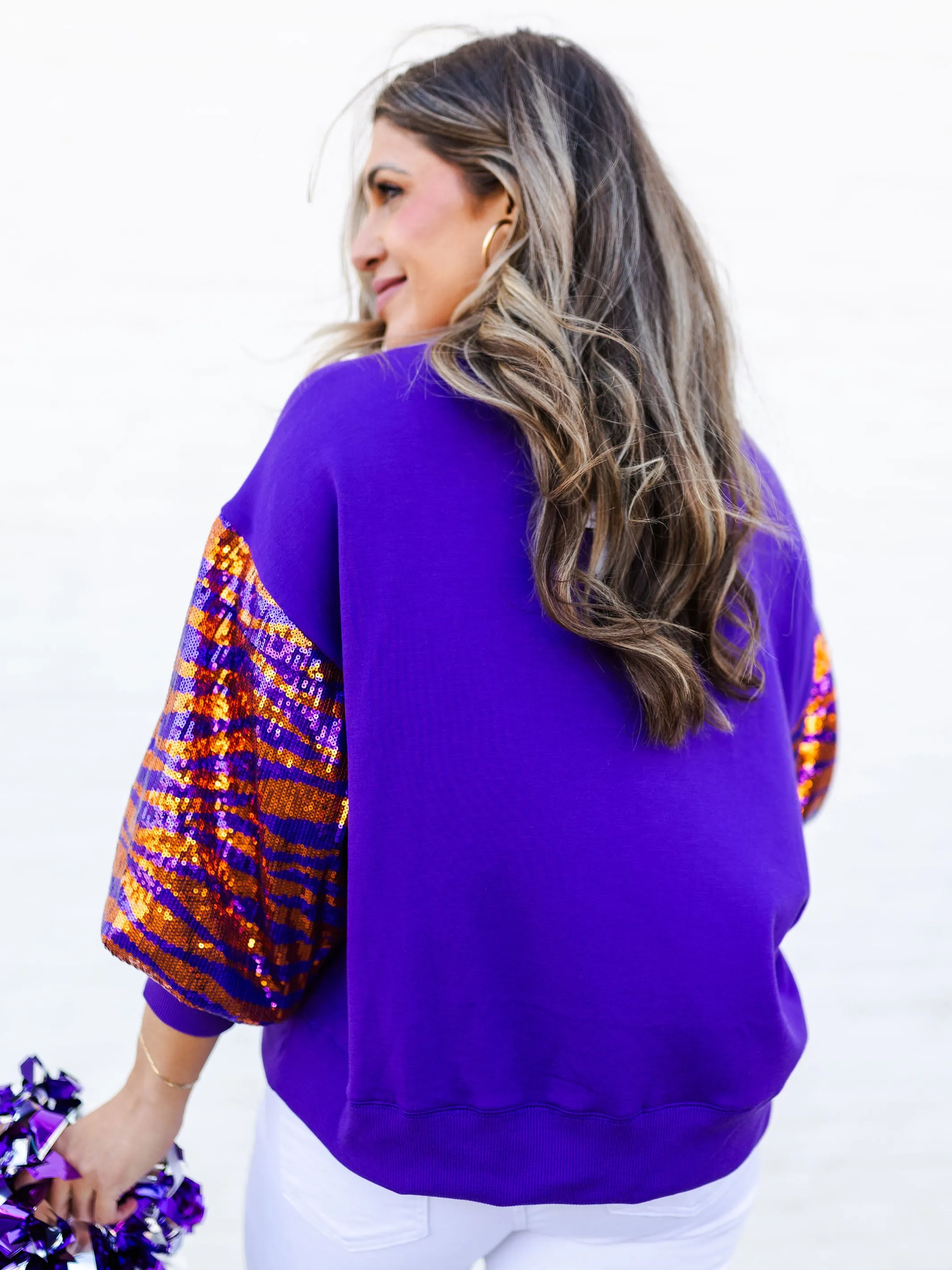 Millie Sweatshirt | Tiger Stripe Orange   Purple