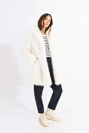 Molly Bracken Off White Faux Fur Coat