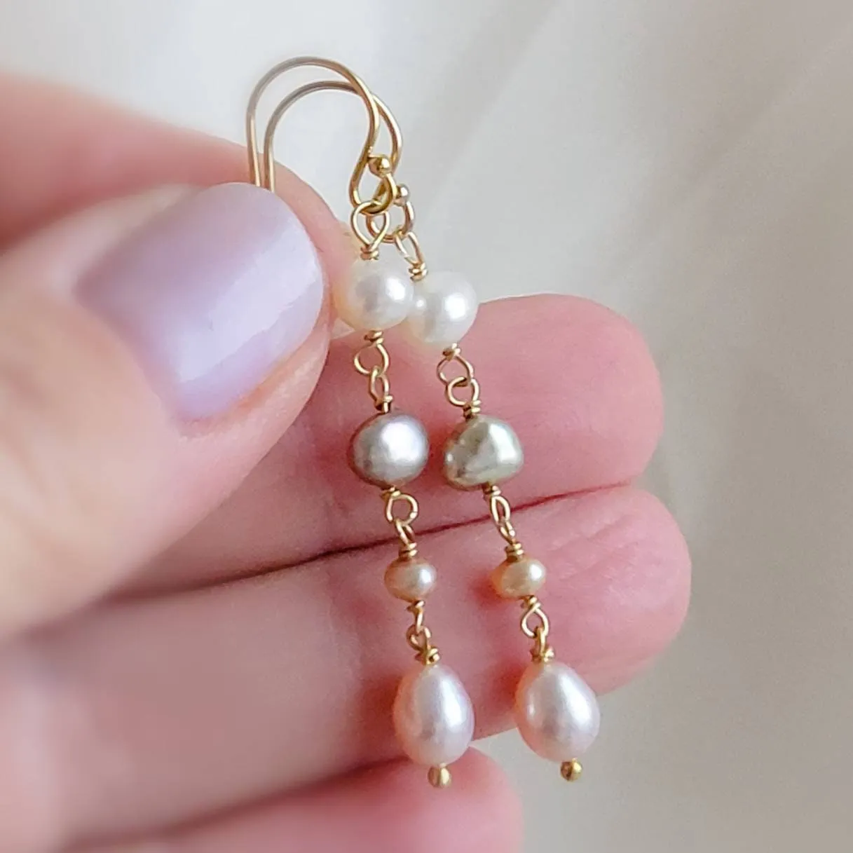 Multi Pearl Drop Earrings