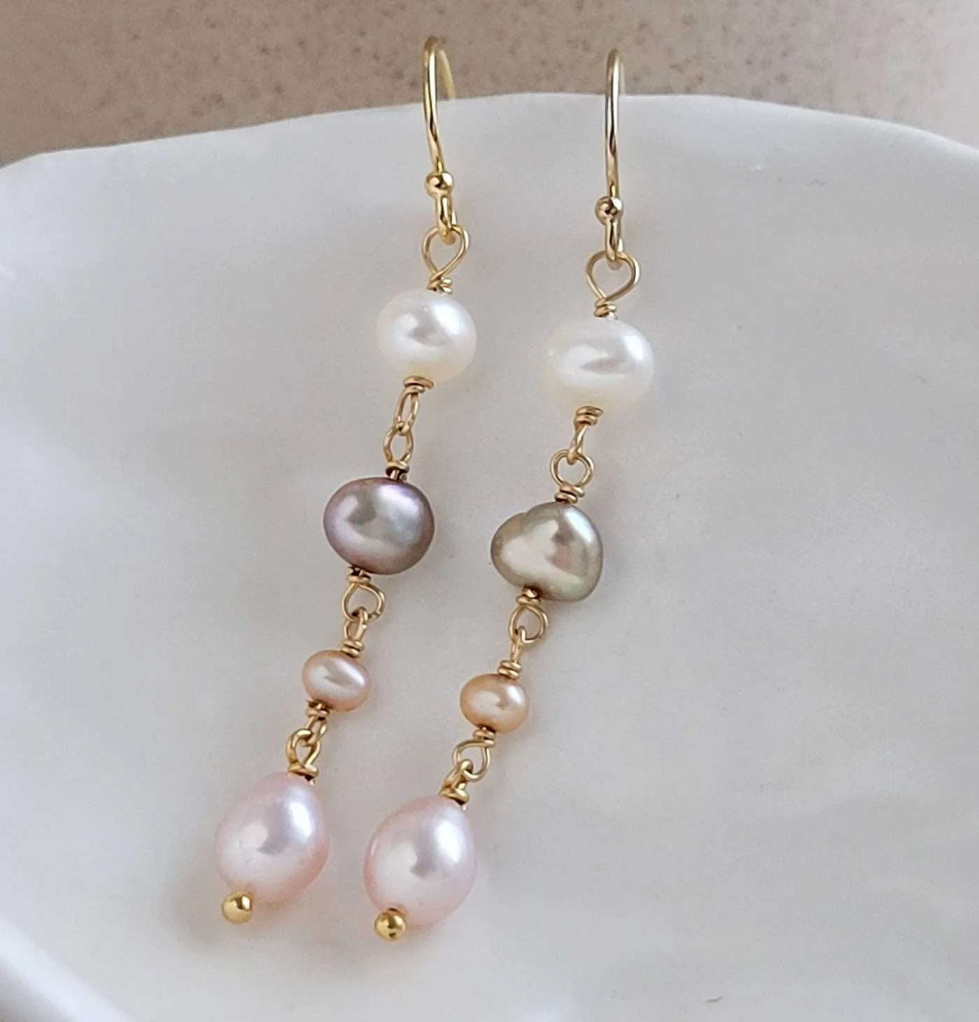 Multi Pearl Drop Earrings