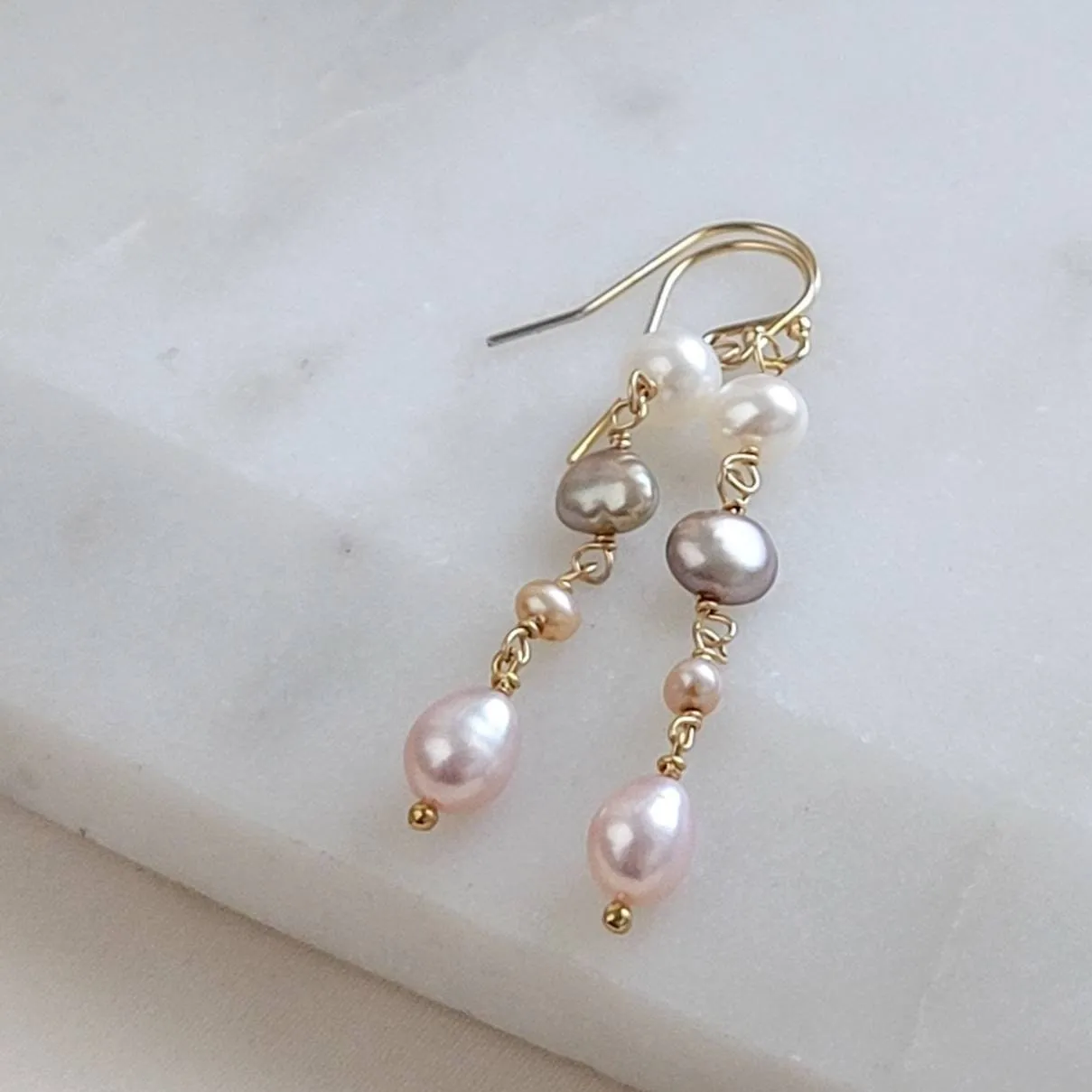 Multi Pearl Drop Earrings