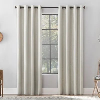 New - 50"x63" Archaeo Total Blackout Textured Linen Blend Grommet Top Curtain Panel White