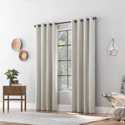 New - 50"x63" Archaeo Total Blackout Textured Linen Blend Grommet Top Curtain Panel White