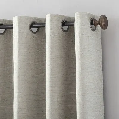 New - 50"x63" Archaeo Total Blackout Textured Linen Blend Grommet Top Curtain Panel White