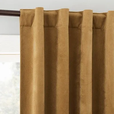 New - 50"x84" Sun Zero 100% Blackout Amherst Velvet Noise Reducing Thermal Curtain Panel Gold