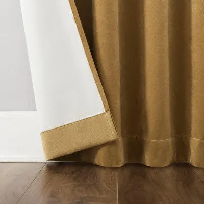 New - 50"x84" Sun Zero 100% Blackout Amherst Velvet Noise Reducing Thermal Curtain Panel Gold