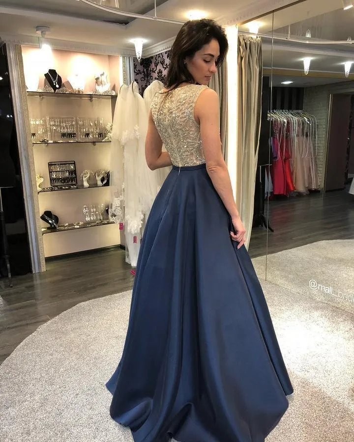 New Gold and Blue Bridesmaid Dress