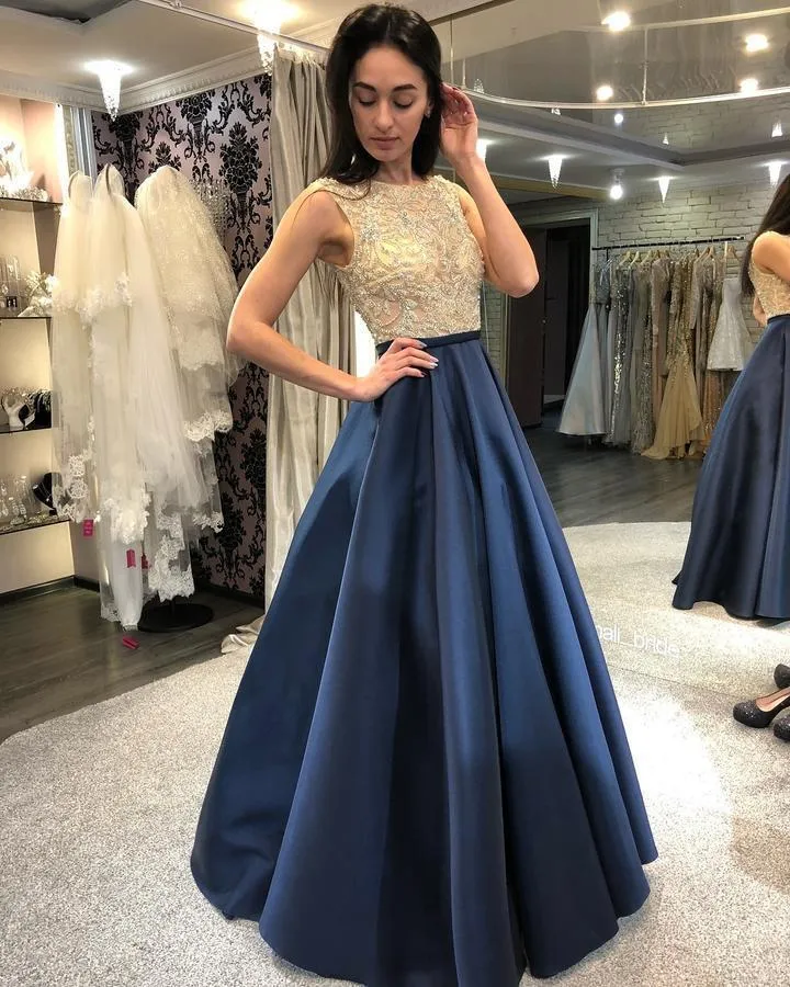 New Gold and Blue Bridesmaid Dress