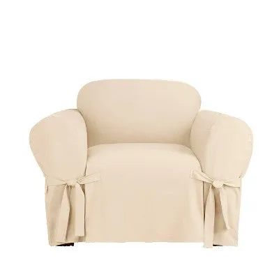 New - Heavy Weight Cotton Canvas Chair Slipcover Natural - Sure Fit