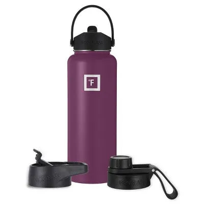 New - IRON FLASK 40oz Stainless Steel Wide Mouth Hydration Bottle with Flex Straw Lid Burgundy