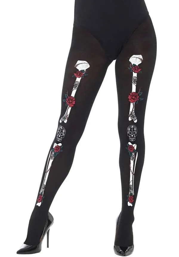 Opaque Day of the Dead [Black] | TIGHTS