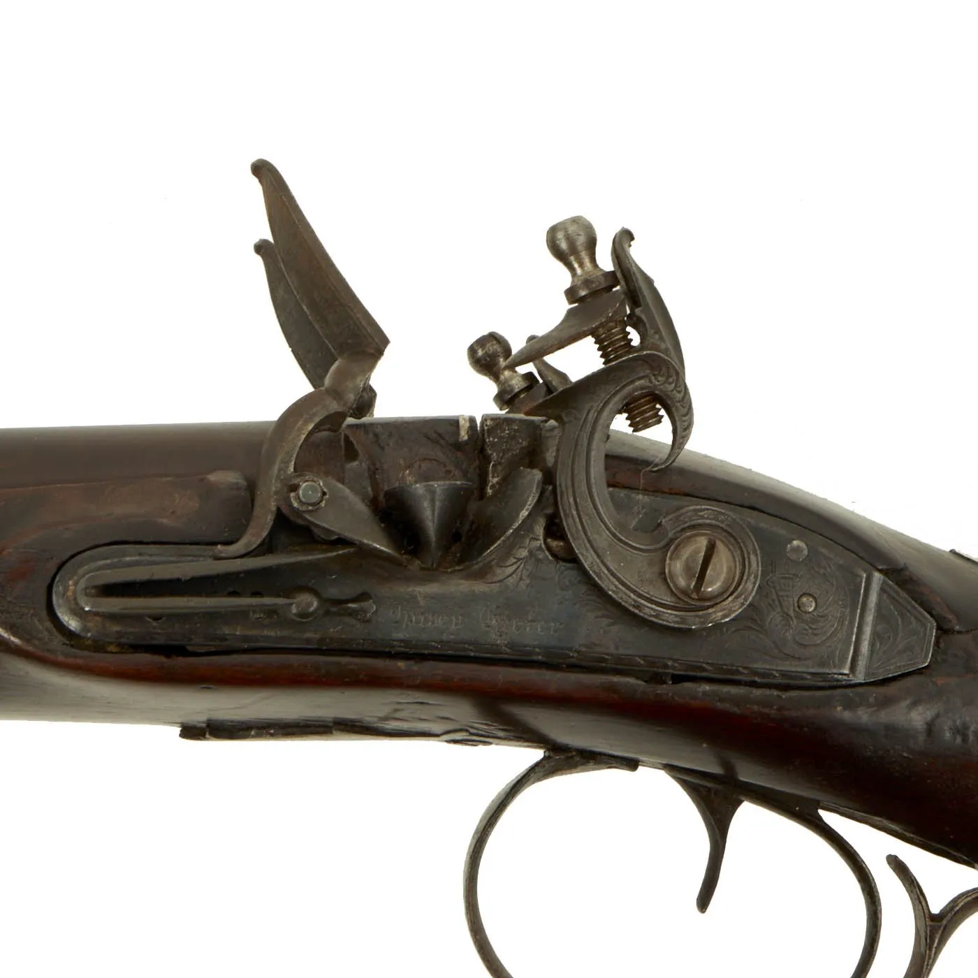 Original British 14 Bore Double Barrel Flintlock Coaching Shotgun by Harvey of Exeter - circa 1820