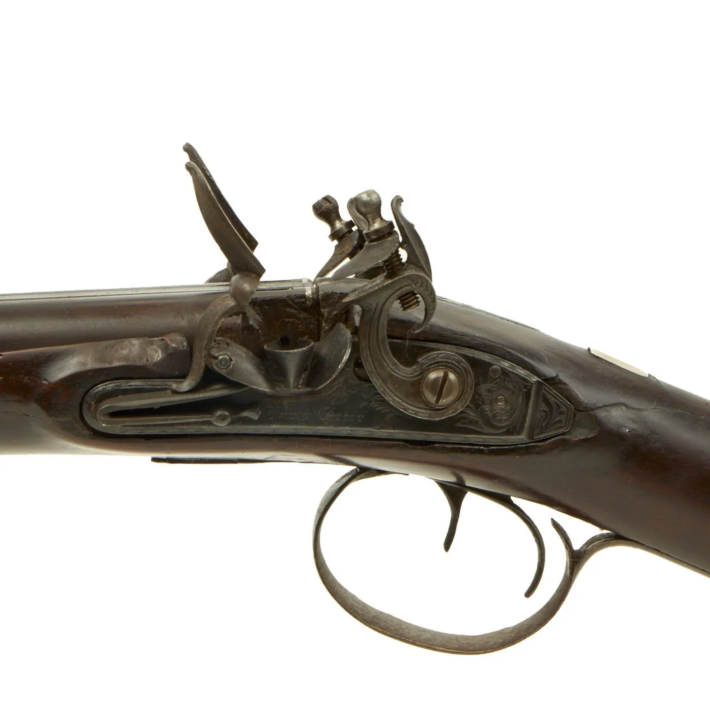 Original British 14 Bore Double Barrel Flintlock Coaching Shotgun by Harvey of Exeter - circa 1820