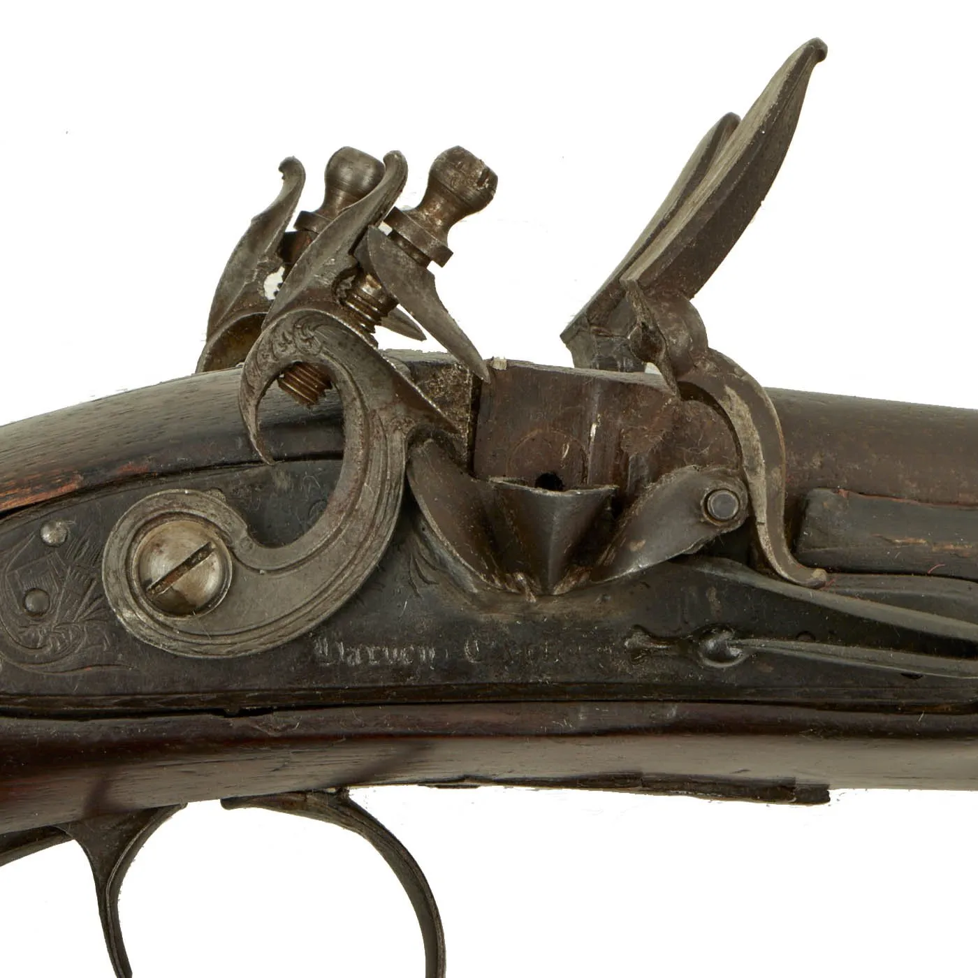 Original British 14 Bore Double Barrel Flintlock Coaching Shotgun by Harvey of Exeter - circa 1820