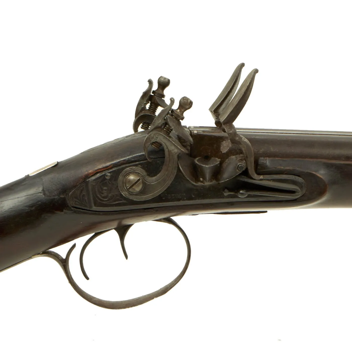 Original British 14 Bore Double Barrel Flintlock Coaching Shotgun by Harvey of Exeter - circa 1820