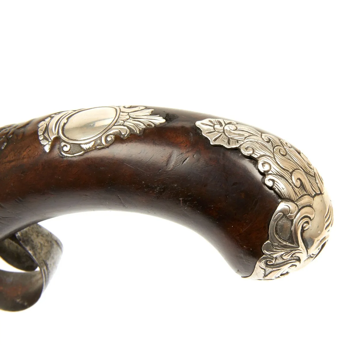 Original British Silver Mounted Queen Anne Flintlock Pistol by James Freeman