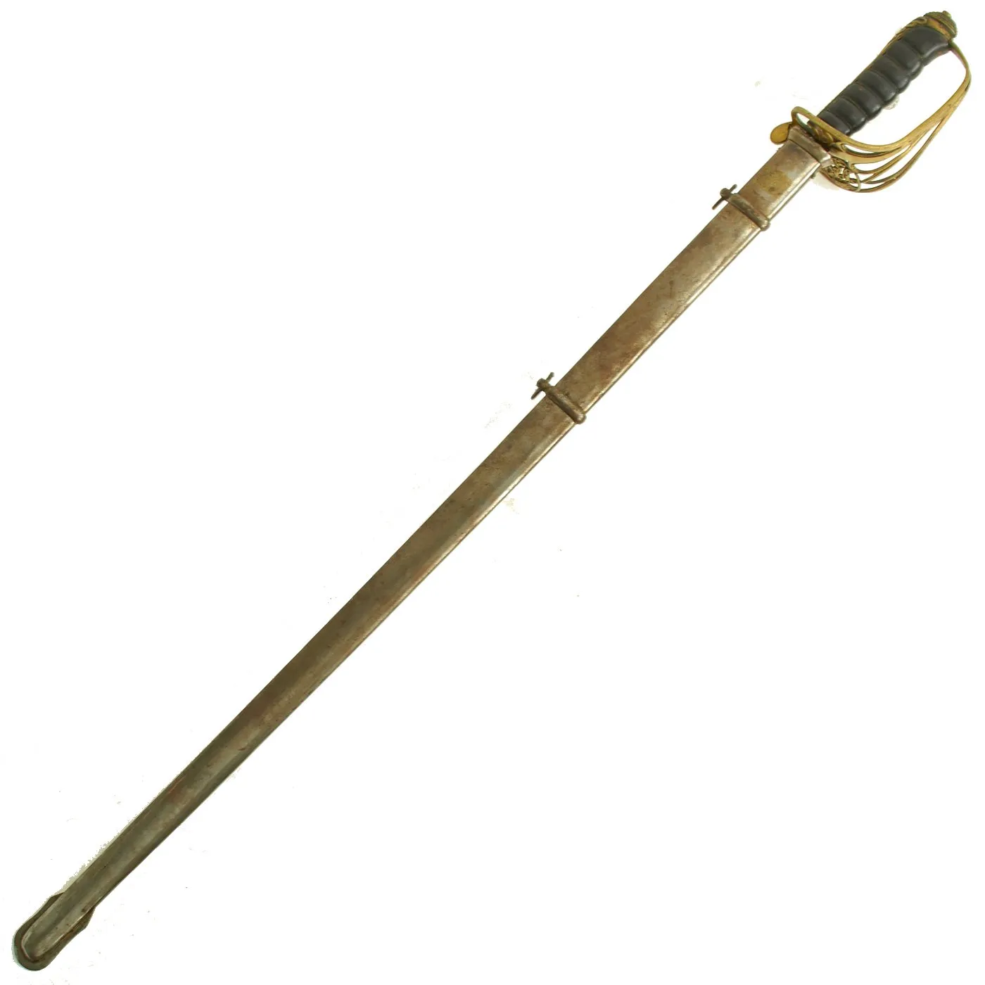 Original British Victorian P-1845 Nickel Plated Officer's Dress Sword with Steel Scabbard - VRI Marked