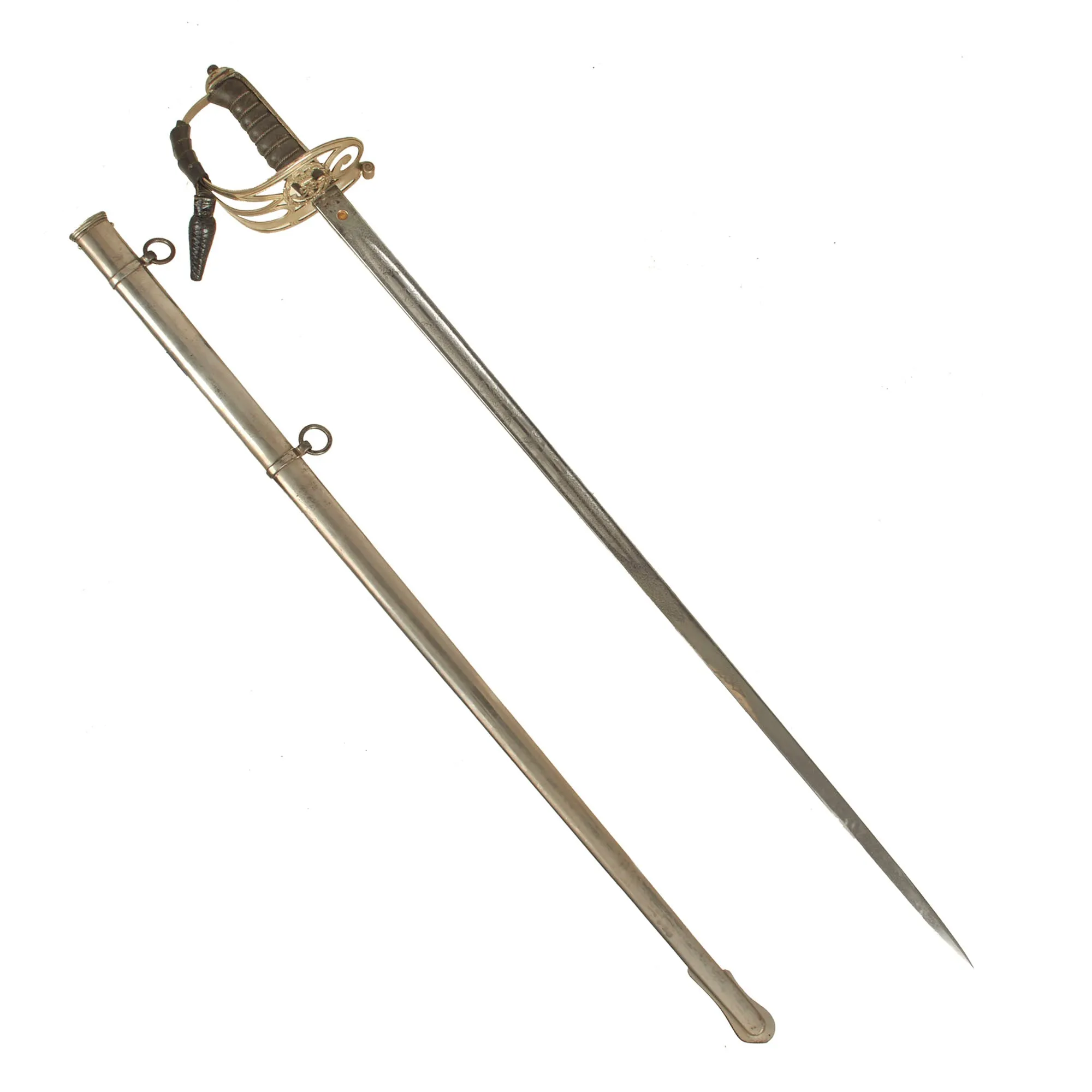 Original British Victorian P-1845 Numbered Infantry Regiment Nickel Plated Officer's Dress Sword with Steel Scabbard by Wilkinson For Lt. Col. Alan Paley, 3rd Rifle Brigade - With Research