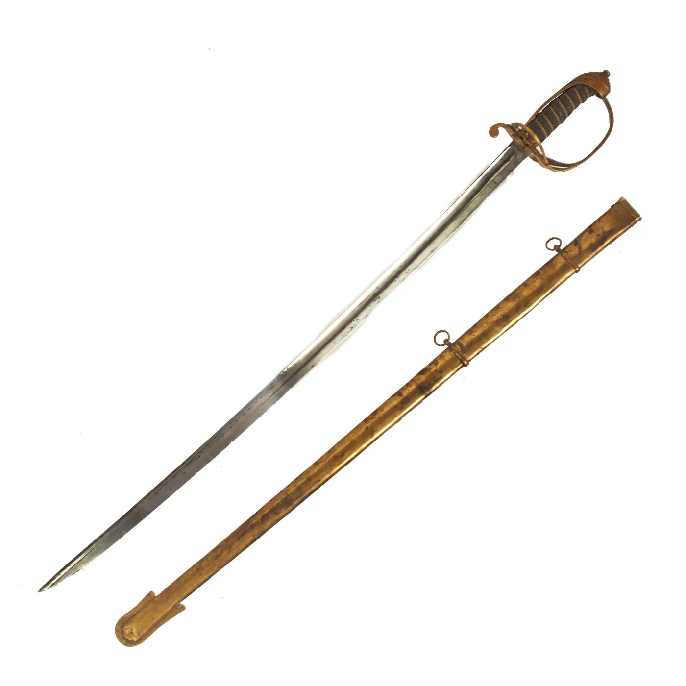 Original British Victorian P-1845 Officer's Sword with Brass Scabbard - VR Marked