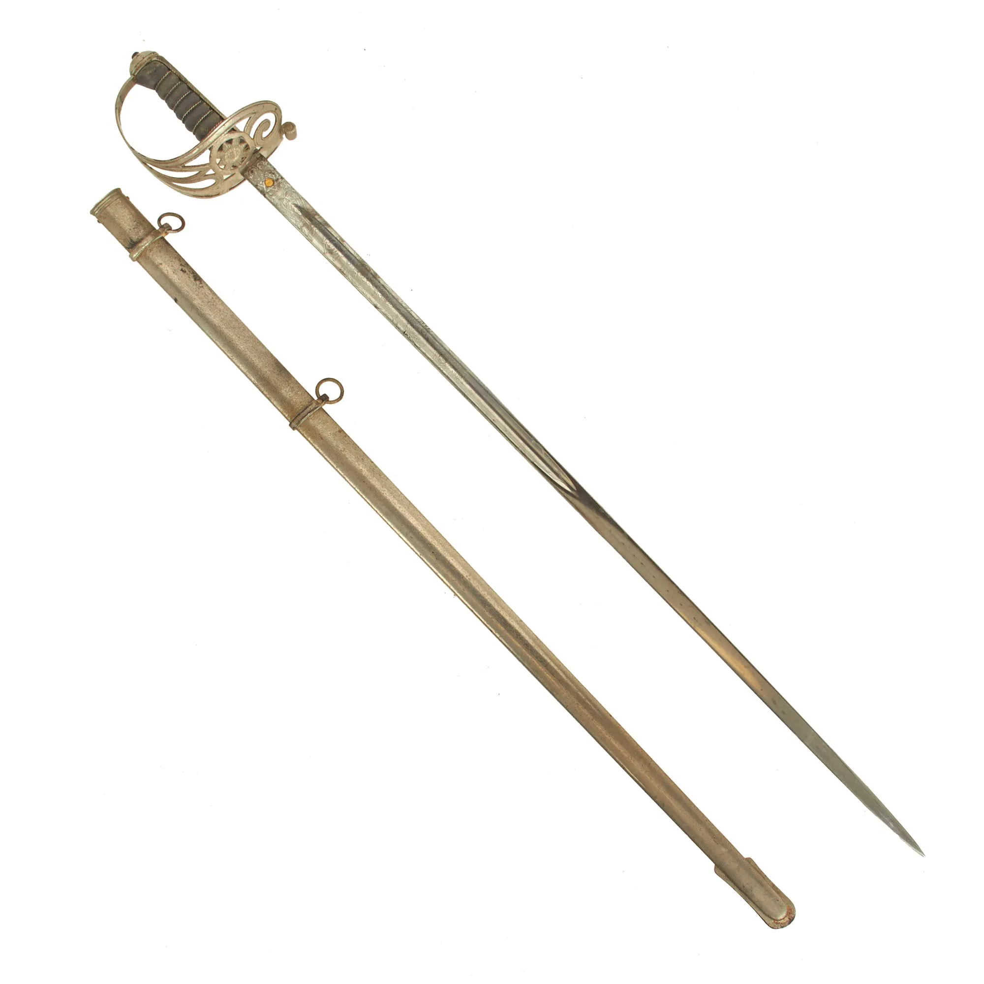 Original British WWI Pattern 1895 Light Officer’s Sword and Scabbard by Wilkinson Sword Company Attributed To Major J.S. Thorpe. M.C., Scots Guard