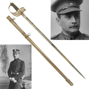 Original British WWI Pattern 1895 Light Officer’s Sword and Scabbard by Wilkinson Sword Company Attributed To Major J.S. Thorpe. M.C., Scots Guard