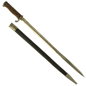 Original German WWI M1898 GEW 98 Triple Etched Nickel Plated Parade Bayonet with Scabbard