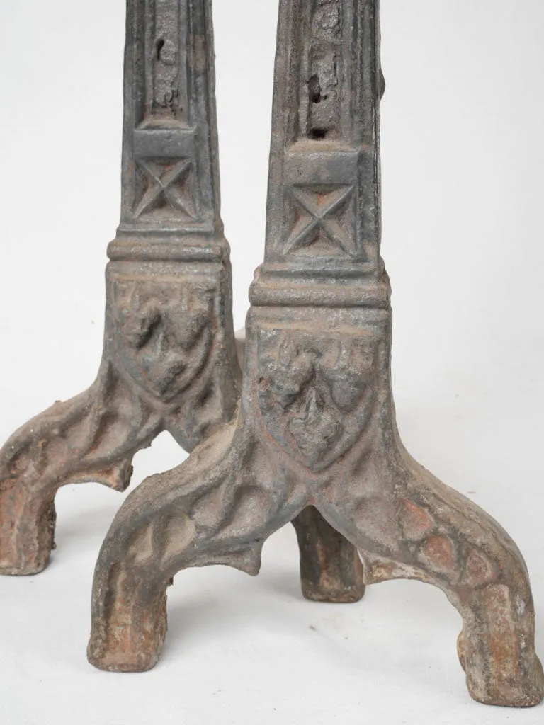 Pair of cast iron Gothic fire dogs - 16th century