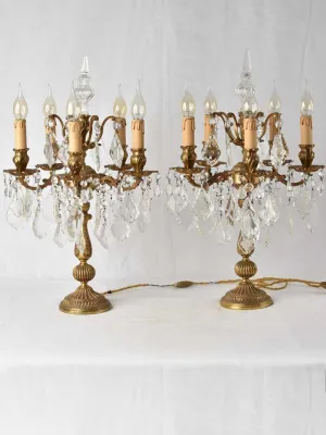 Pair of Louis XV style girandole table lamps- gilded bronze 23¾"