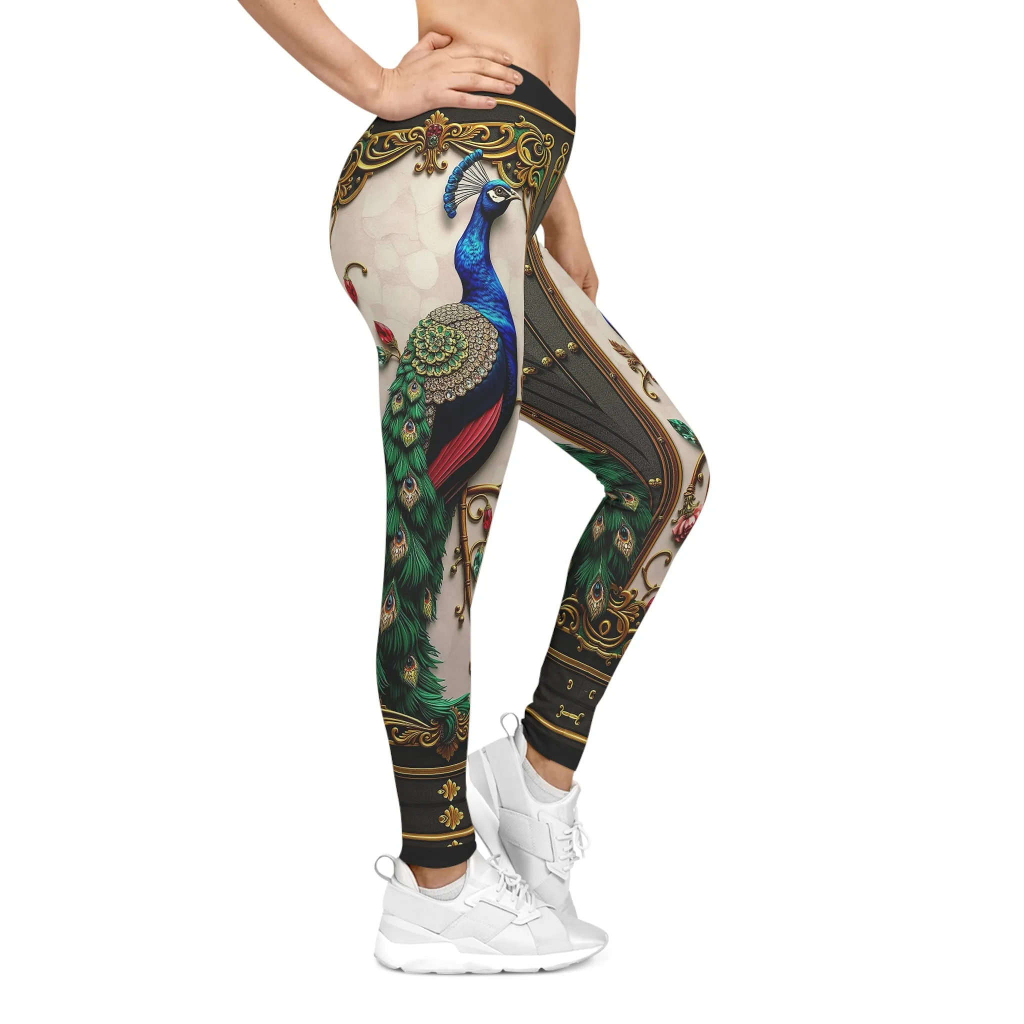 Peacock Leggings Women Casual Wear Peacock Print Leggings Best Gift For Peacock Lovers Spandex Leggings | X3505