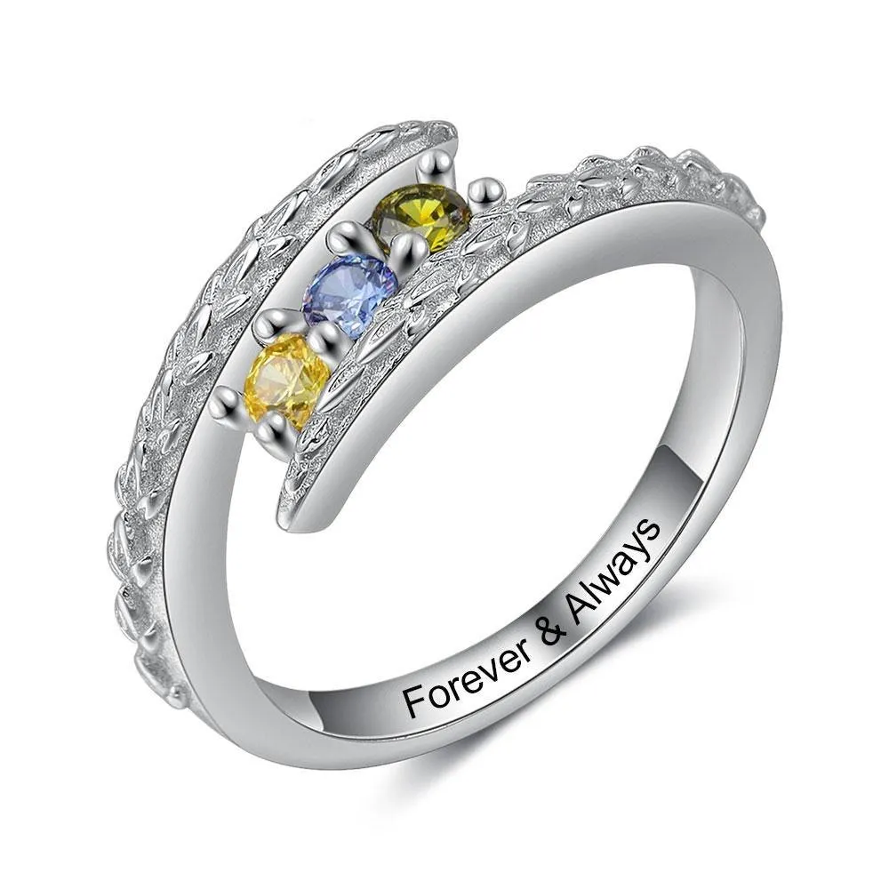 Personalized Classic Simulated CZ Silver Ring Band For Women