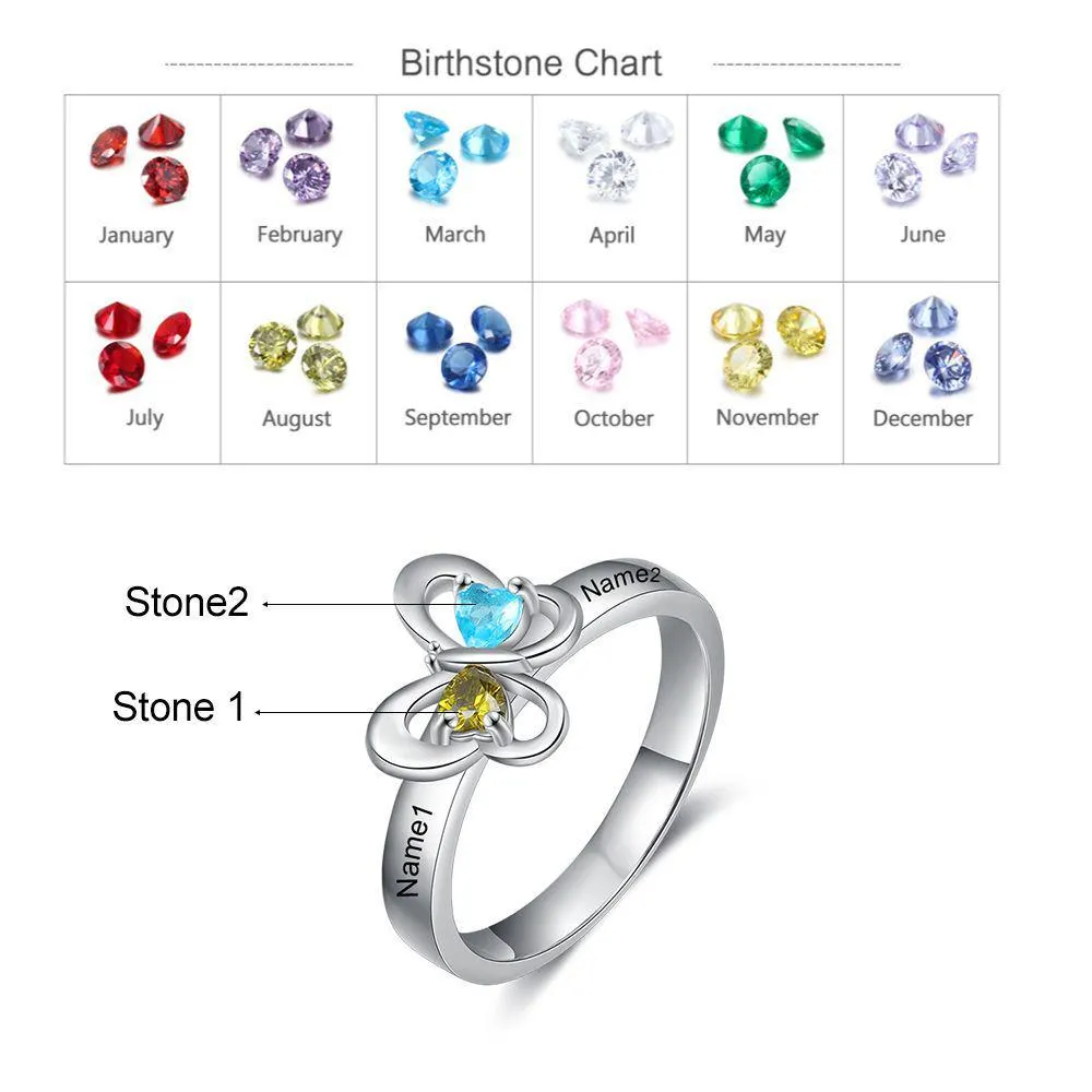 Personalized Solid 925 Sterling Silver Butterfly Rings Fashion Jewelry Gift