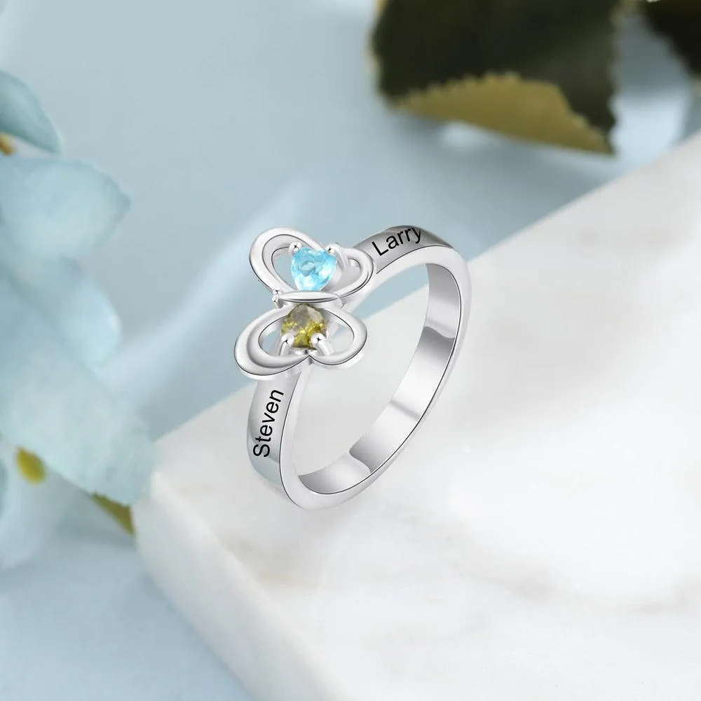 Personalized Solid 925 Sterling Silver Butterfly Rings Fashion Jewelry Gift