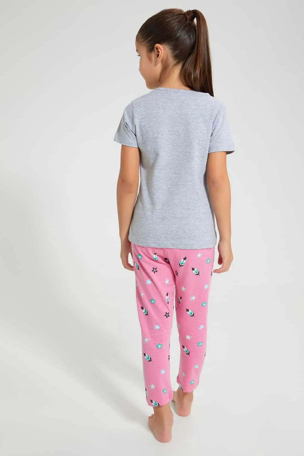 Pink And Grey Rabbit Pyjama Set (2 Piece)