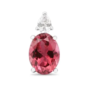 Pink Tourmaline & Diamond Pendant - 18ct White Gold