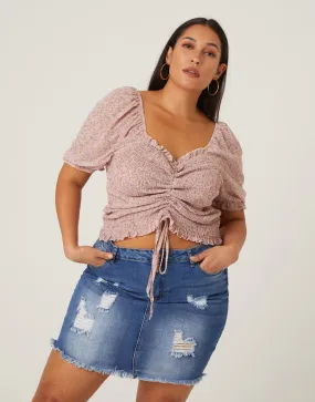 Plus Size Distressed Denim Skirt